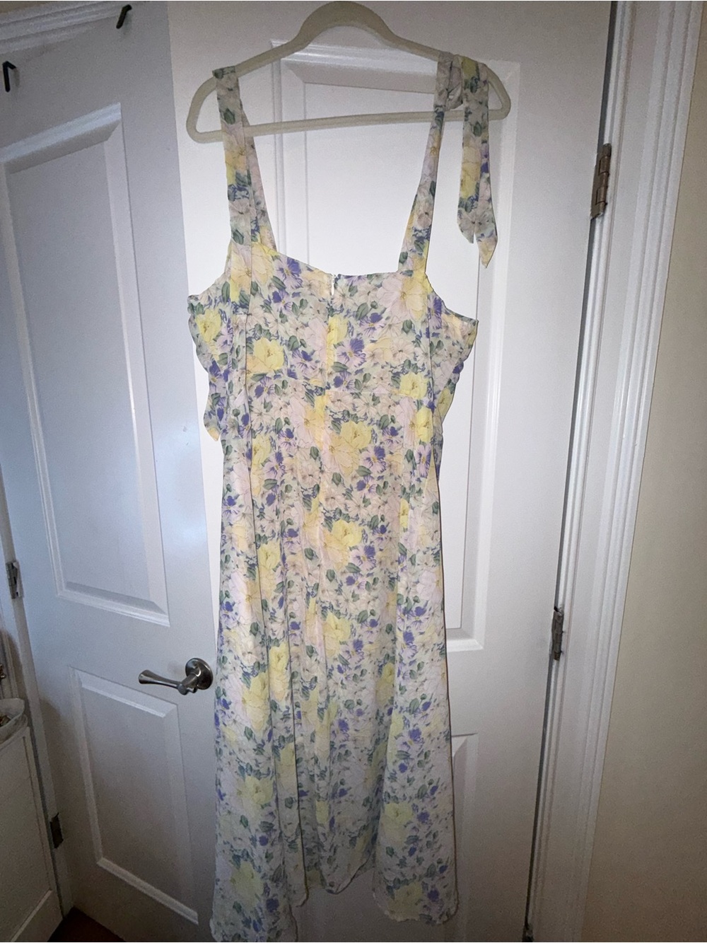 Floral Tie-Shoulder Sundress - Yellow & Lavender
